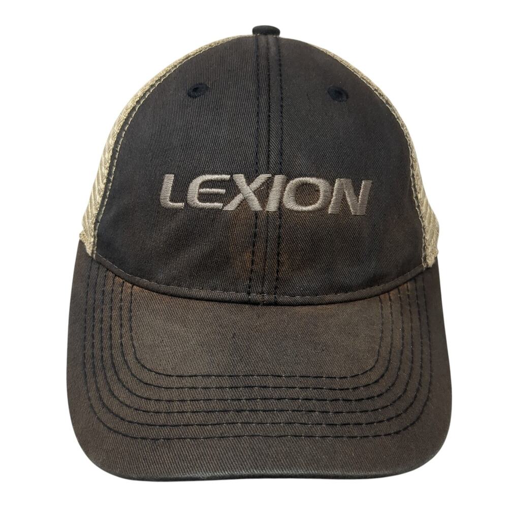 Lexion Strapback Trucker Hat Black One Size Adjustable Embroidered Mesh Back